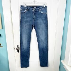 Love Moschino Mid Rise Straight Leg Jeans Allover Heart Print Back Right Pocket